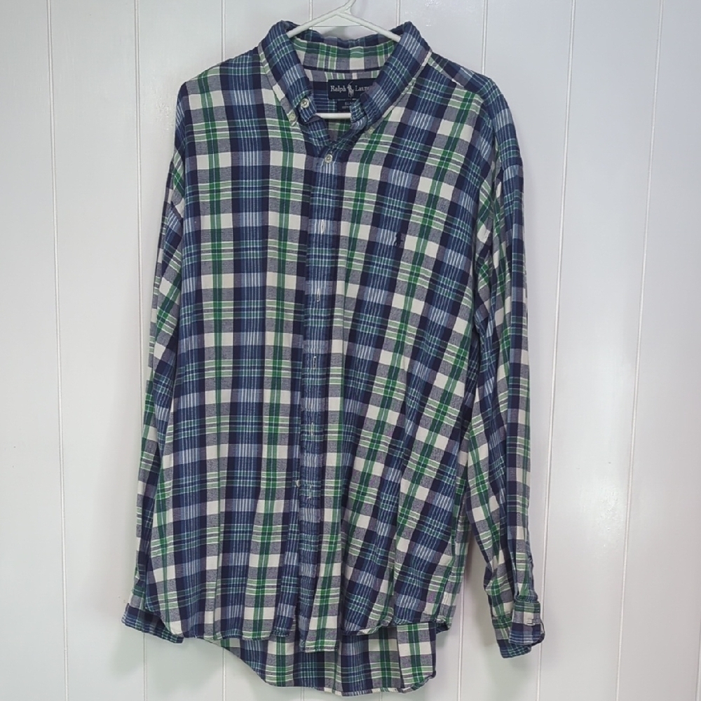 Blake Ralph Lauren Blue and Green Plaid Casual Shirt